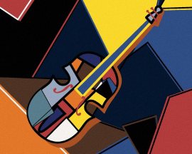 Zuty Violončelo v kubistickom štýle, 40x50 cm, vypnuté plátno na rám