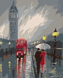 Zuty Maľovanie podľa čísel - Big Ben v daždi, 80 x 100 cm, napnuté plátno na rám