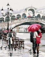 Zuty Maľovanie podľa čísel - Milenci s dáždnikom pri moste (Richard Macneil), 80 x 100 cm, napnuté plátno na rám - cena, porovnanie