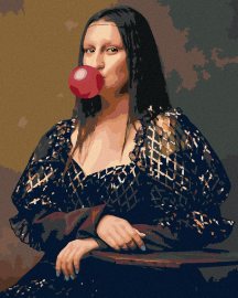 Zuty Maľovanie podľa čísel - Mona Lisa s bublinou, 80 x 100 cm, bez rámu a bez napnutia plátna