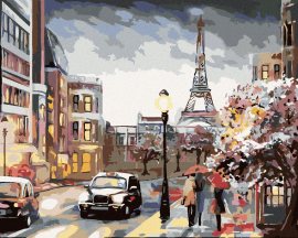 Zuty Maľovanie podľa čísel - Paríž a ľudia na ulici, 40 x 50 cm, bez rámu a napnutého plátna