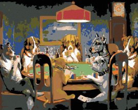 Zuty Maľovanie podľa čísel - Psí poker, 100 x 80 cm, bez rámu a bez napnutia plátna