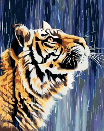 Zuty Maľovanie podľa čísel - Tiger pri vodopáde, 80 x 100 cm, napnuté plátno na ráme