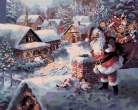 Zuty Maľovanie podľa čísel - Santa Claus s darčekmi, 100 x 80 cm, napnuté plátno na rám