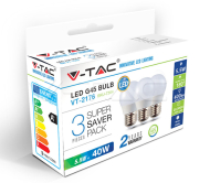 V-Tac LED žiarovka E27 5,5W 470lm G45 3PACK 2700K - cena, porovnanie