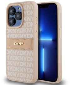 DKNY PU Leather Repeat Pattern Tonal Stripe iPhone 15 Pro Max