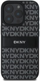 DKNY PU Leather Repeat Pattern Tonal Stripe iPhone 16 Pro