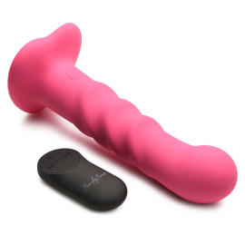 Simply Sweet 21x Vibrating Ribbed Silicone Dildo with Remote