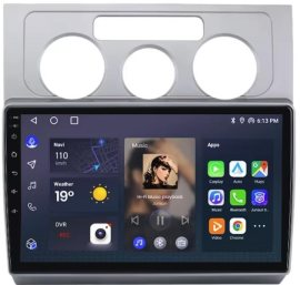 Ossuret VW Touran 2003 - 2018 s CarPlay, Android Auto, GPS Navigace - stříbrný rámeček