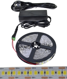 Ledstar sada 5m Biely LED pásik 12V SMD2835 120LED/m 9,6W/m 230V adaptér do zásuvky IP20, konektory, 5M9.6A/6K Zvoľte farbu svetla: 6000K