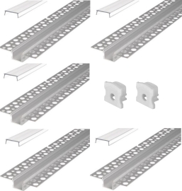 MasterLED Hliníková lišta 12mm do sadrokartónu s Čírym krytom, profil pre LED pásiky, 2m, 5ks, ML0953_5_5