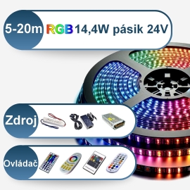 Ledstar Konfigurátor sady s RGB farebným 24V/14.4W LED pásikom 5až20m, ovládač na výber, zdroj na výber, 4569/MON/9M/WIF2 Dĺžka LED pásika: 10m,…