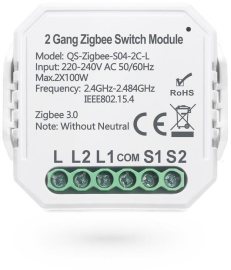 Smoot ZigBee Switch Module bez nuláka dvojkanálový