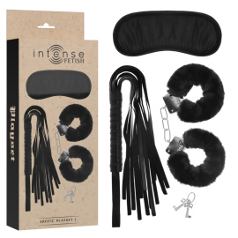 Intense Fetish Erotic Playset 1 With Handcuffs, Blind Mask & Flogger